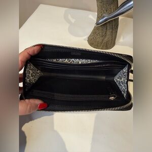 Coach Poppy Zip Around Wallet Wistlet with Ocelot Peek-a-Boo silver accents